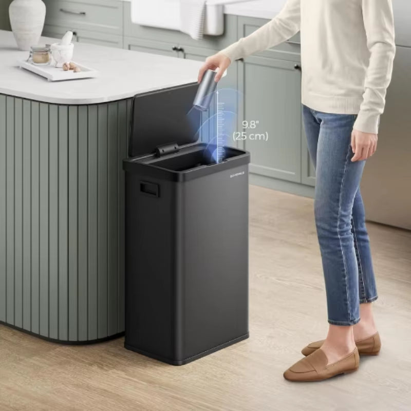 18-Gallon (68L) Stainless Steel Kitchen Trash Can Indoor Automatic Stay-Open Lid Motion Sensor Soft Close Smart Features-New