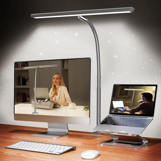 10W USB Adapter LED Desk Lamp Office Home Eye-Caring Light Stepless Dimming Adjustable Flexible Gooseneck Black Table Lamp